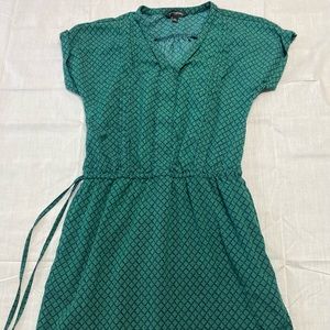 Banana Republic green and navy cinch waist lined dress (size xs)